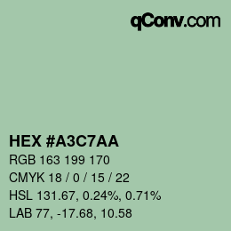 カラーコード: HEX #A3C7AA | qconv.com