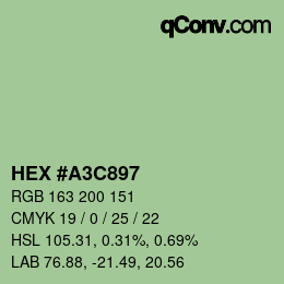 Código de color: HEX #A3C897 | qconv.com