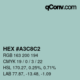 Color code: HEX #A3C8C2 | qconv.com