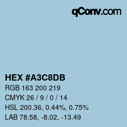 カラーコード: HEX #A3C8DB | qconv.com