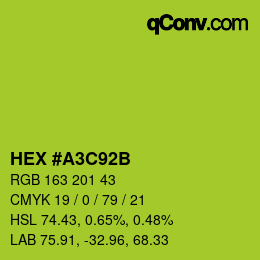 Farbcode: HEX #A3C92B | qconv.com