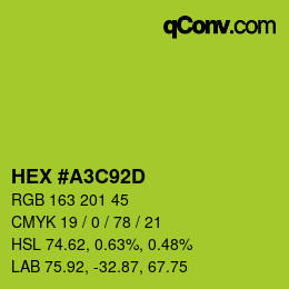 Color code: HEX #A3C92D | qconv.com