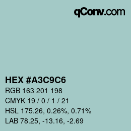 Color code: HEX #A3C9C6 | qconv.com