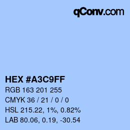 カラーコード: HEX #A3C9FF | qconv.com