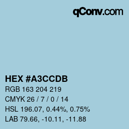 Código de color: HEX #A3CCDB | qconv.com