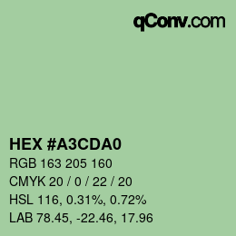 Código de color: HEX #A3CDA0 | qconv.com