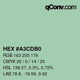 Color code: HEX #A3CDB0 | qconv.com