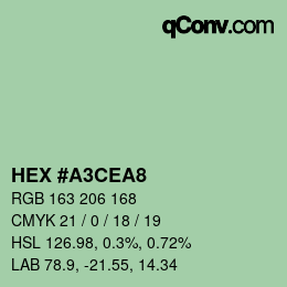 Color code: HEX #A3CEA8 | qconv.com