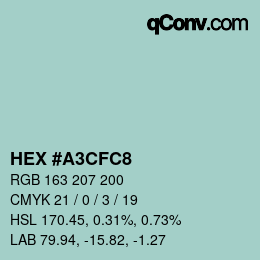 カラーコード: HEX #A3CFC8 | qconv.com