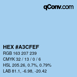 Color code: HEX #A3CFEF | qconv.com
