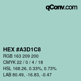 カラーコード: HEX #A3D1C8 | qconv.com