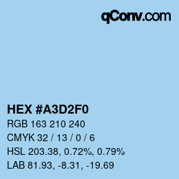 Código de color: HEX #A3D2F0 | qconv.com