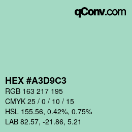 Color code: HEX #A3D9C3 | qconv.com