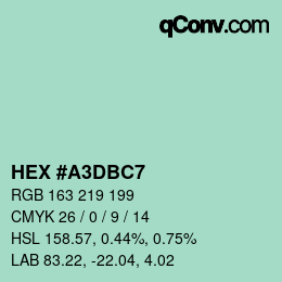 Color code: HEX #A3DBC7 | qconv.com