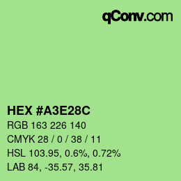 Color code: HEX #A3E28C | qconv.com