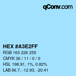 Color code: HEX #A3E2FF | qconv.com