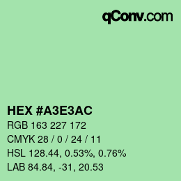 Color code: HEX #A3E3AC | qconv.com