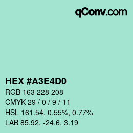 カラーコード: HEX #A3E4D0 | qconv.com
