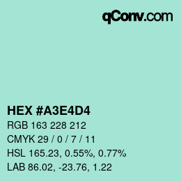 Color code: HEX #A3E4D4 | qconv.com