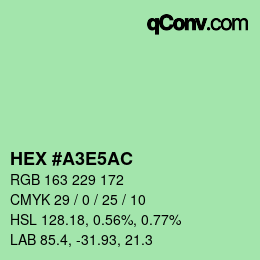 Color code: HEX #A3E5AC | qconv.com