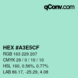 Color code: HEX #A3E5CF | qconv.com