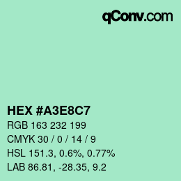 Color code: HEX #A3E8C7 | qconv.com