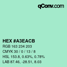 Color code: HEX #A3EACB | qconv.com