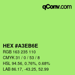 Color code: HEX #A3EB6E | qconv.com