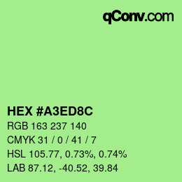 Color code: HEX #A3ED8C | qconv.com