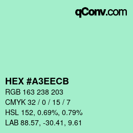 Color code: HEX #A3EECB | qconv.com