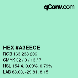 Farbcode: HEX #A3EECE | qconv.com