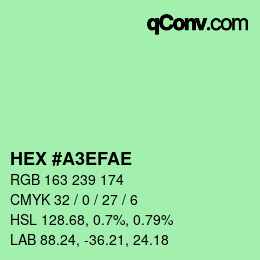 Color code: HEX #A3EFAE | qconv.com