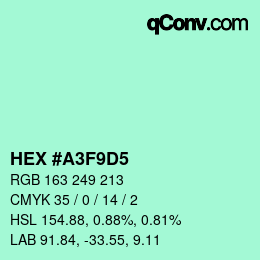 Color code: HEX #A3F9D5 | qconv.com