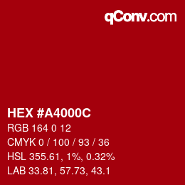 Farbcode: HEX #A4000C | qconv.com