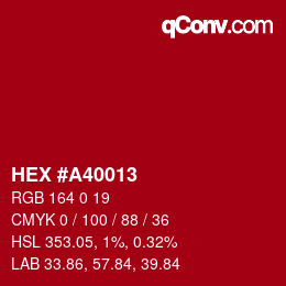カラーコード: HEX #A40013 | qconv.com