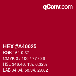 Color code: HEX #A40025 | qconv.com