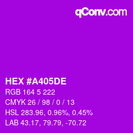 Color code: HEX #A405DE | qconv.com