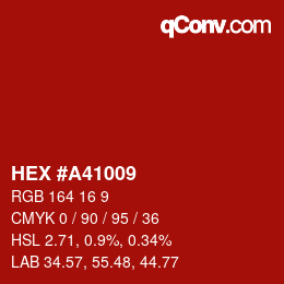颜色代码: HEX #A41009 | qconv.com