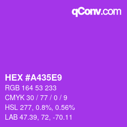 颜色代码: HEX #A435E9 | qconv.com