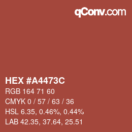 Color code: HEX #A4473C | qconv.com