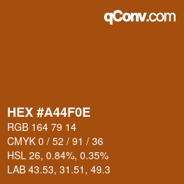 Color code: HEX #A44F0E | qconv.com