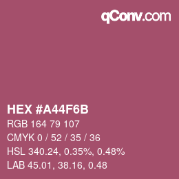 Color code: HEX #A44F6B | qconv.com