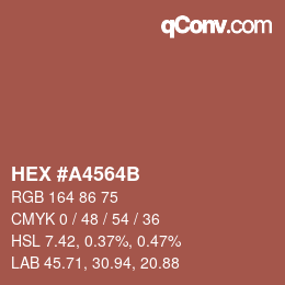 Color code: HEX #A4564B | qconv.com