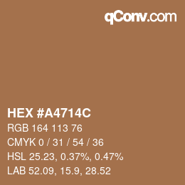 Color code: HEX #A4714C | qconv.com