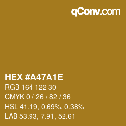 Color code: HEX #A47A1E | qconv.com