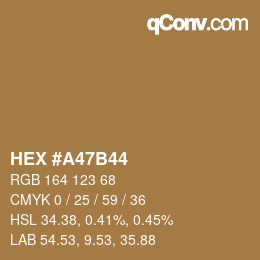 Código de color: HEX #A47B44 | qconv.com