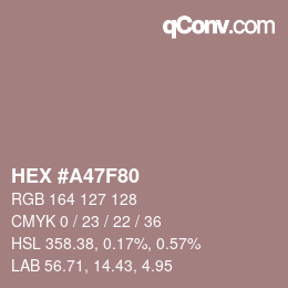 Farbcode: HEX #A47F80 | qconv.com