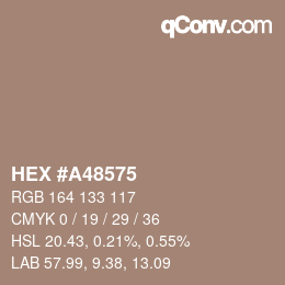 Color code: HEX #A48575 | qconv.com