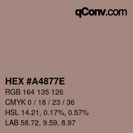 Código de color: HEX #A4877E | qconv.com