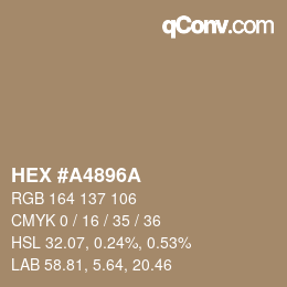 颜色代码: HEX #A4896A | qconv.com